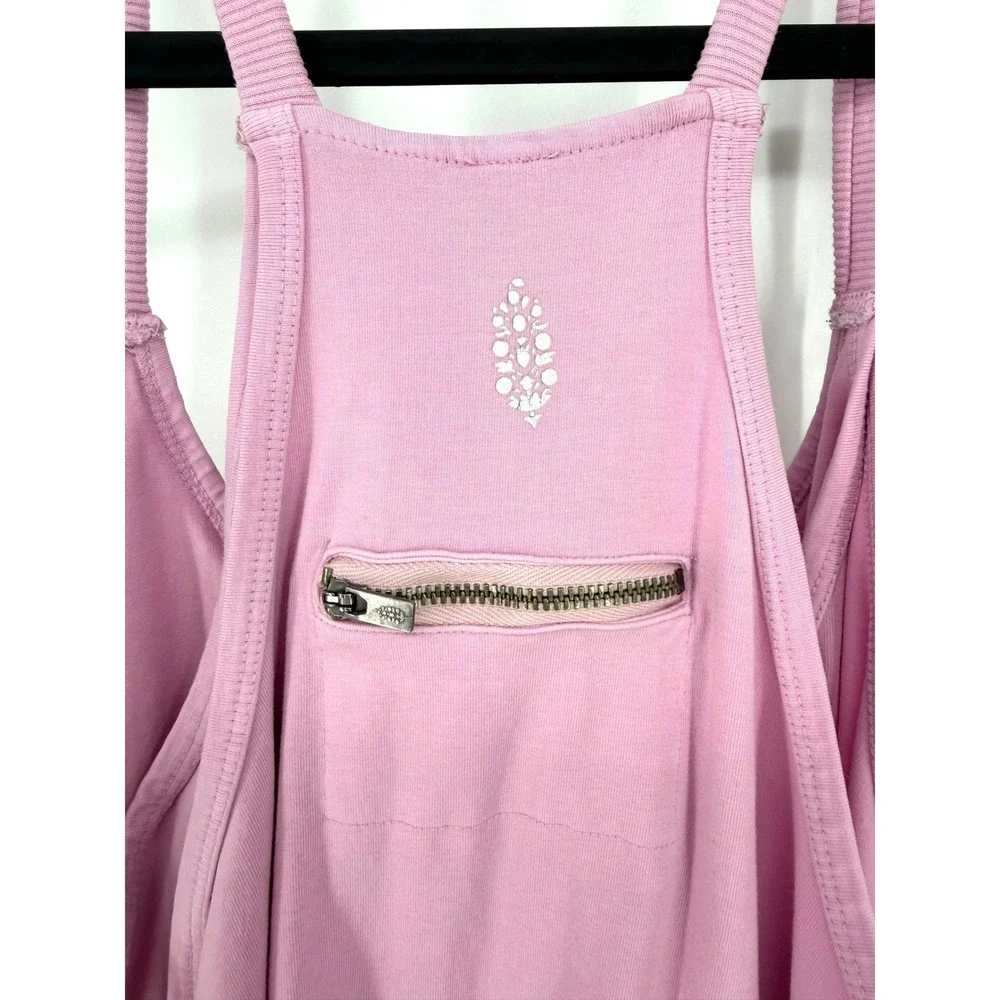 Free People Movement Hot Shot Mini Dress L Pink Activewear Sleeveless Pockets